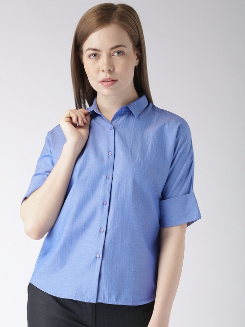 

Park Avenue Women Blue Regular Fit Striped Formal Shirt