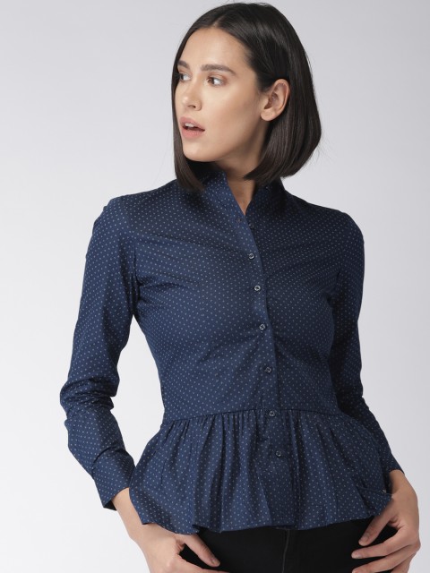 

Park Avenue Women Navy Blue Regular Fit Printed Casual Shirt