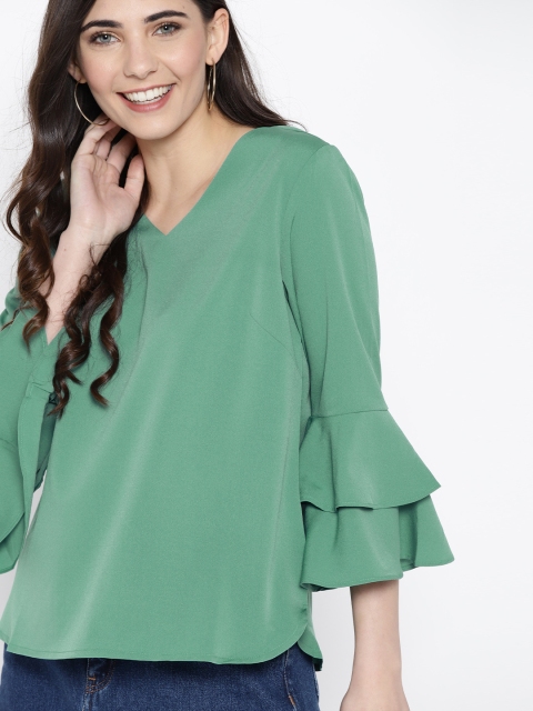

Mast & Harbour Women Green Solid Top