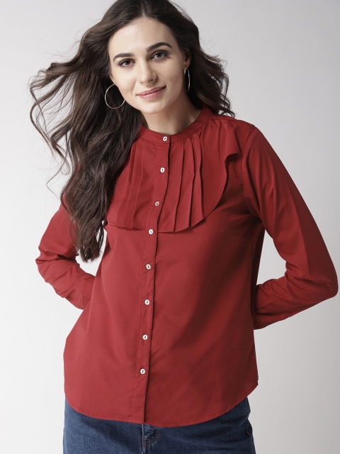 

Mast & Harbour Women Maroon Regular Fit Solid Casual Shirt