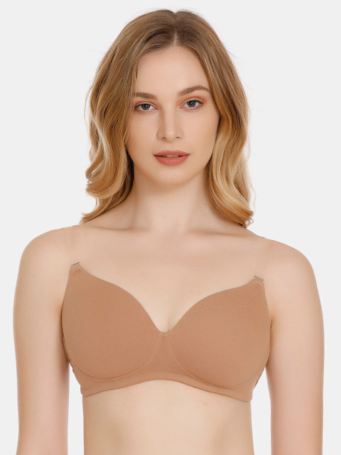 

Rosaline by Zivame Brown Solid Non-Wired Lightly Padded T-shirt Bra ZI00ROLB080NUDE