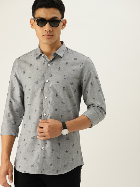 

Allen Solly Sport Men Grey Regular Fit Printed Casual Shirt