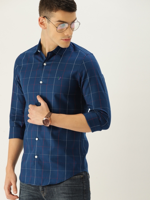 

Allen Solly Sport Men Navy Slim Fit Checked Casual Shirt, Navy blue