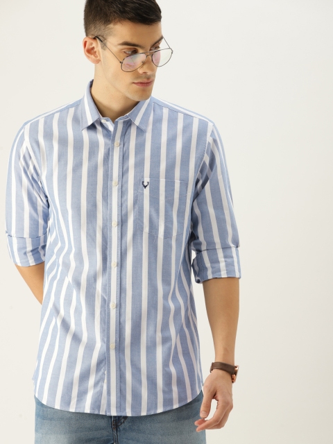 

Allen Solly Men Blue & White Striped Casual Shirt