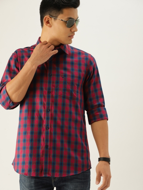 

Allen Solly Men Red & Navy Blue Checked Casual Shirt