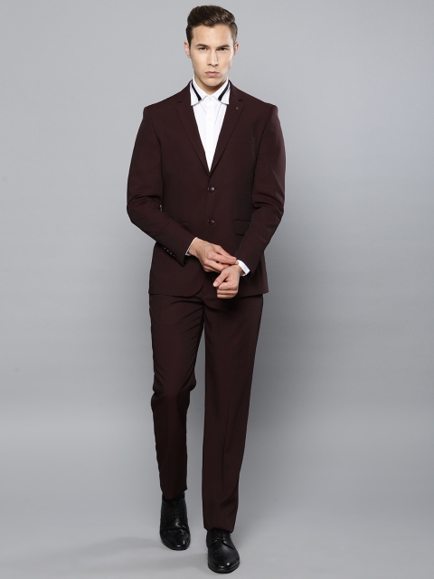 

Louis Philippe Men Maroon Self-Design Slim Fit Single-Breasted Formal Suit