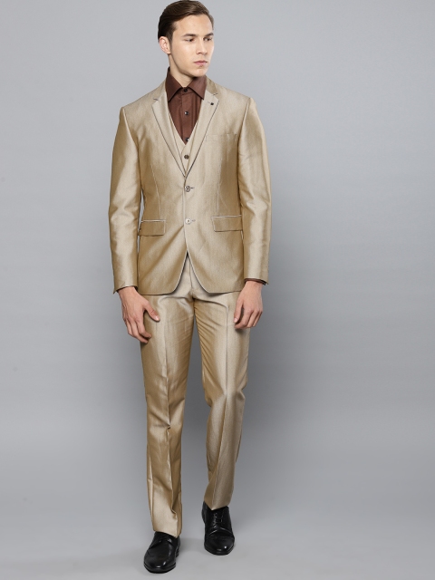 

Louis Philippe Men Beige Self-Design Slim Fit Single-Breasted Formal Suit