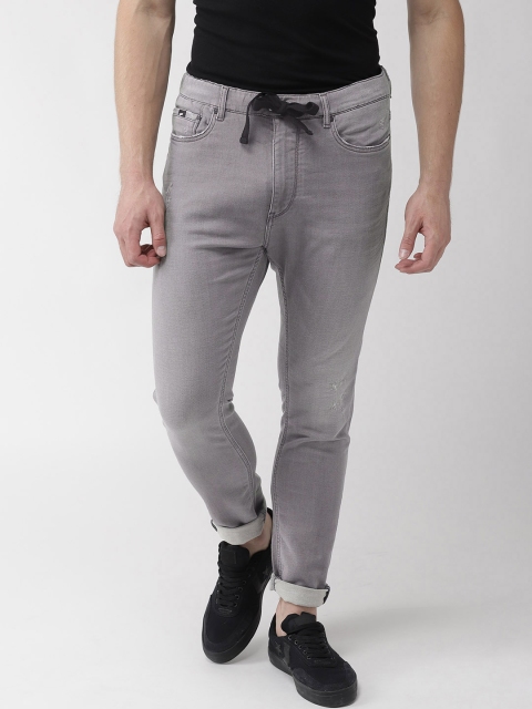 

GAS Men Grey Carrot Fit Mid-Rise Low Distress Stretchable Jeans