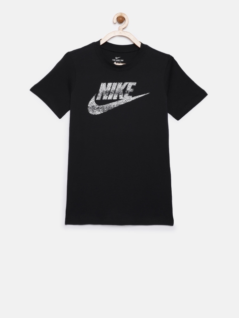 

Nike Boys Black Printed Round Neck NSW TEE FUTURA CRACKLE T-shirt