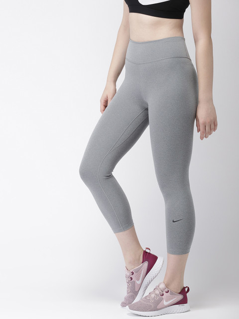 

Nike Women Grey Solid Dri-Fit ONE TIGHT CROP DRI-FIT Trainning Capris
