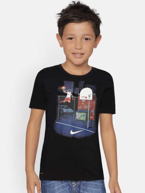 

Nike Boys Black Printed Round Neck NSW TEE BBALL T-shirt