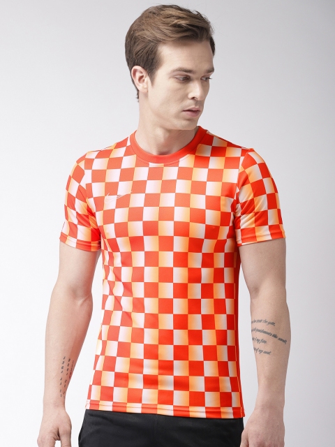 

Nike Men Orange Printed AS M NK DRY ACDMY SS AOP Round Neck T-shirt