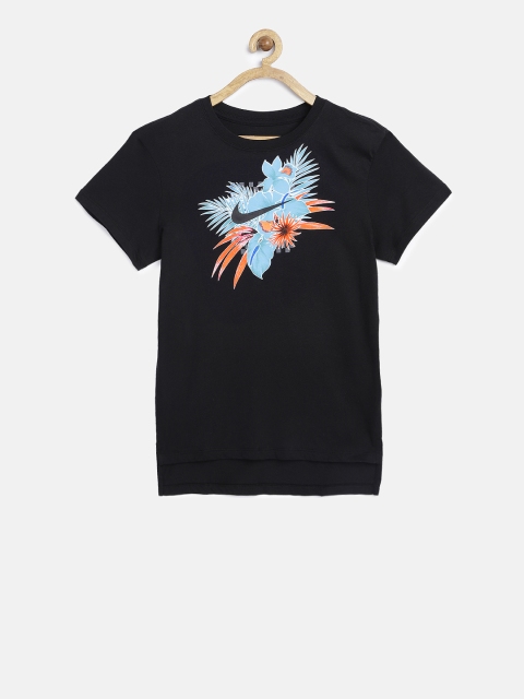 

Nike Girls Black Printed Round Neck T-shirt