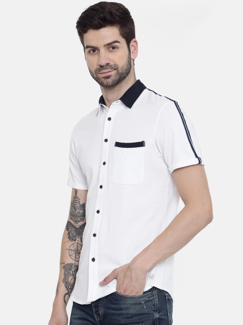 

Jack & Jones Men White Slim Fit Solid Casual Shirt