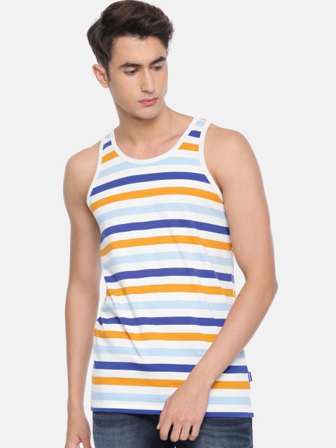 

Jack & Jones Men White Striped Round Neck T-shirt