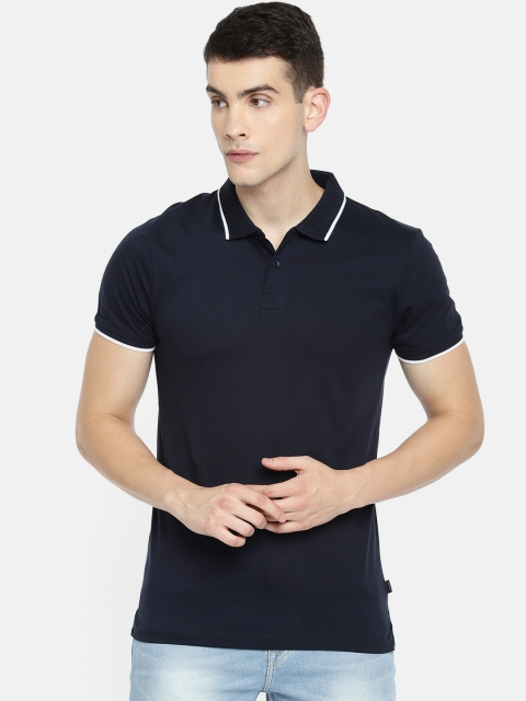 

Jack & Jones Men Navy Blue Solid Polo Collar T-shirt