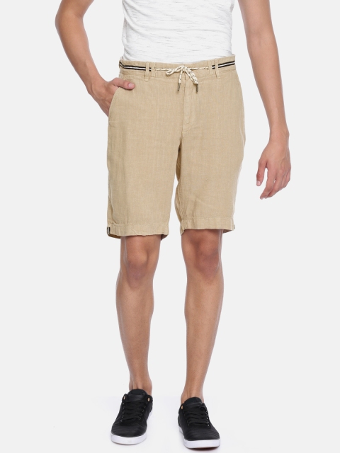 

Jack & Jones Men Beige Solid Regular Fit Regular Shorts