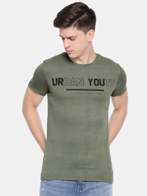 

Jack & Jones Men Green Printed Round Neck T-shirt