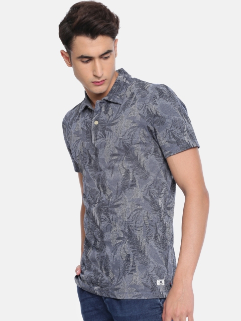 

Jack & Jones Men Blue Printed Polo Collar T-shirt