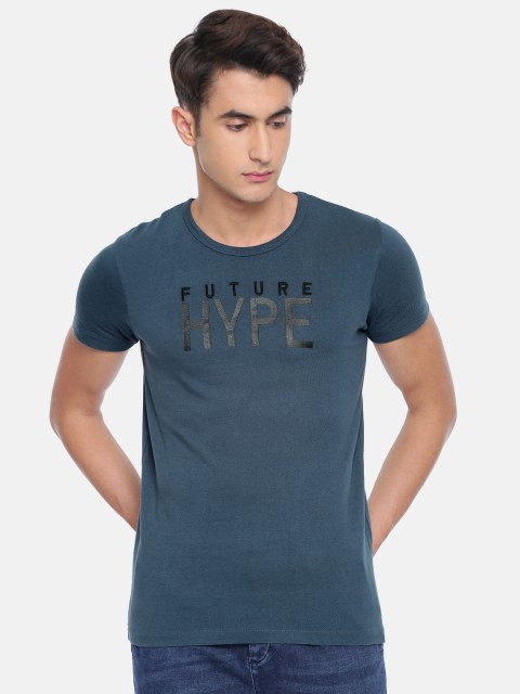 

Jack & Jones Men Blue Printed Round Neck T-shirt