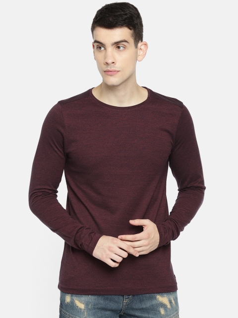 

Jack & Jones Men Maroon Solid Round Neck T-shirt