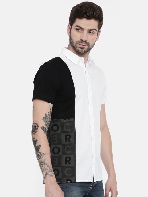 

Jack & Jones Men White & Black Slim Fit Colourblocked Casual Shirt
