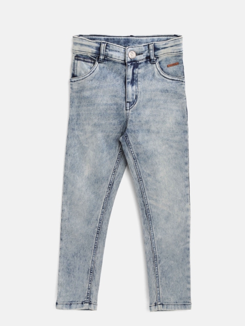

612 league Boys Blue Acid Wash Mid-Rise Clean Look Stretchable Jeans