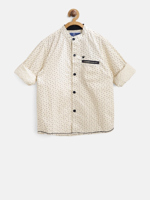 

612 league Boys Yellow & Purple Regular Fit Printed Casual Shirt