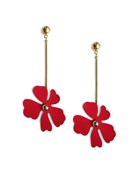 

Foxy Sperks Women Gold-Plated & Red Floral Drop Earrings