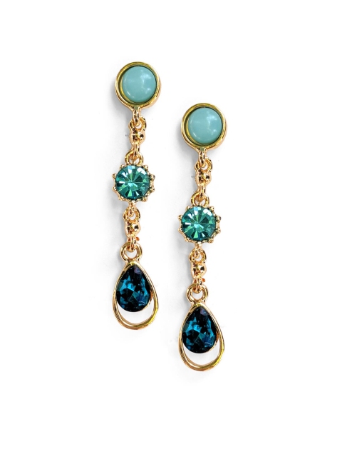 

Foxy Sperks Women Gold-Plated & Blue Contemporary Drop Earrings
