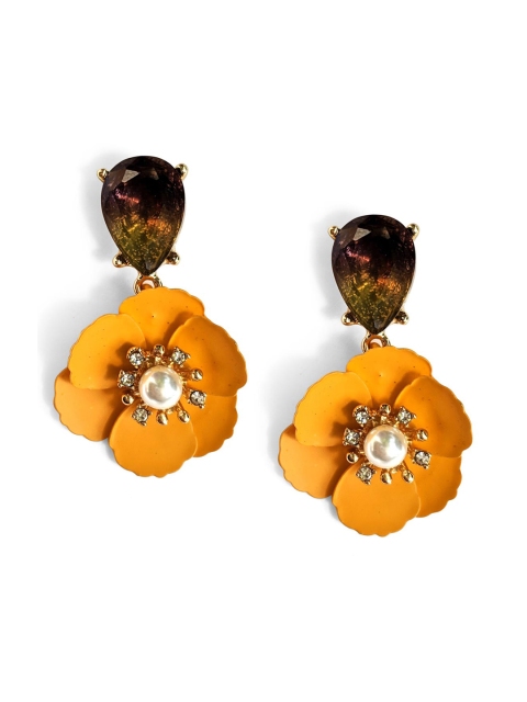 

Foxy Sperks Women Yellow Floral Drop Earrings