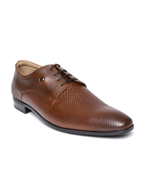 

Louis Philippe Men Brown Snakeskin Textured Leather Formal Derbys