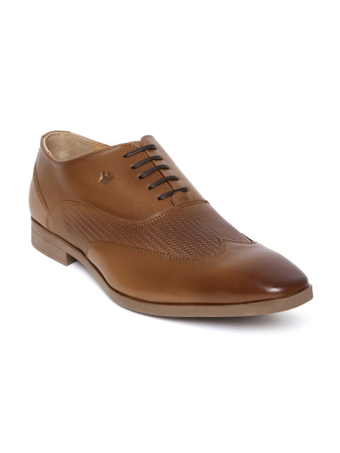 

Louis Philippe Men Brown Textured Leather Formal Oxfords