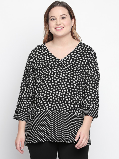 

JUNAROSE Plus Size Women Black White Printed Top