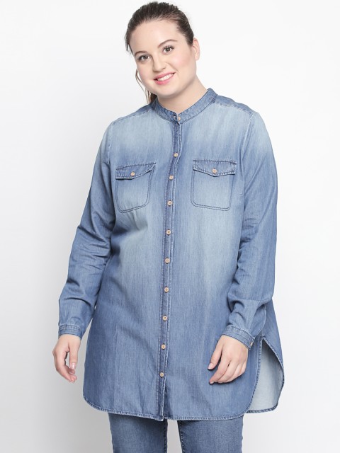 

JUNAROSE Plus Size Women Blue Regular Fit Solid Casual Shirt