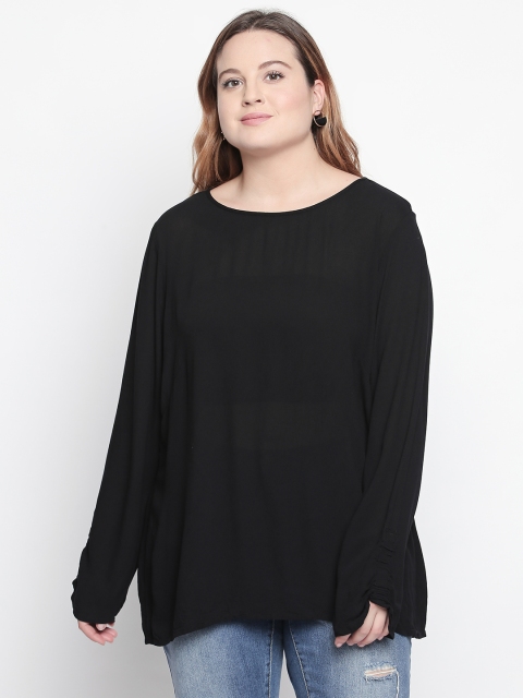 

JUNAROSE Plus Size Women Black Solid Top