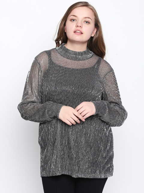 

JUNAROSE Plus Size Women Black Solid Top