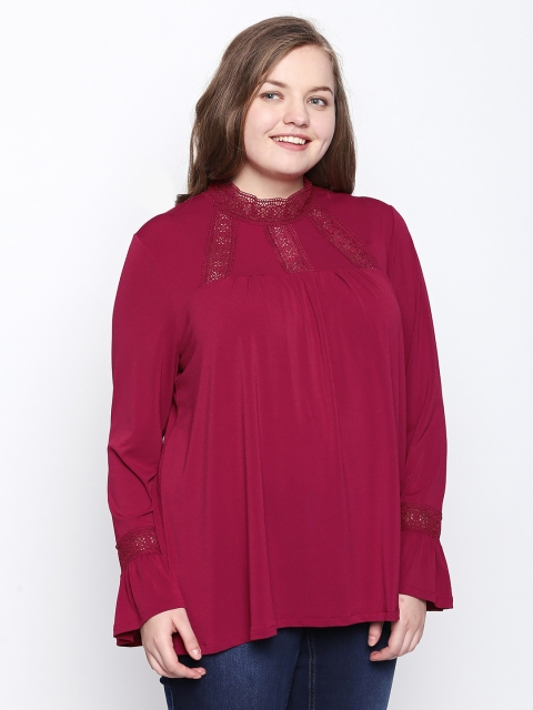 

JUNAROSE Plus Size Women Maroon Solid Regular Top