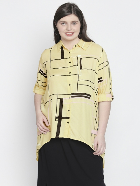 

JUNAROSE Plus Size Women Yellow Printed Regular Fit Shirt