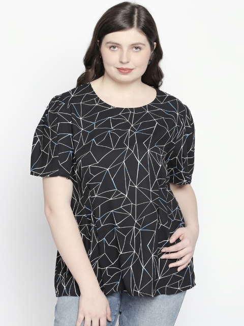 

JUNAROSE Plus Size Women Black White Printed Top