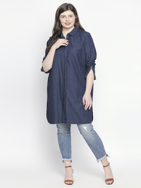 

JUNAROSE Plus Size Women Blue Solid Regular Fit Casual Shirt