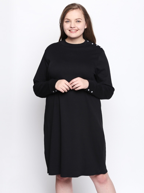 

JUNAROSE Plus Size Women Black Solid Sheath Dress
