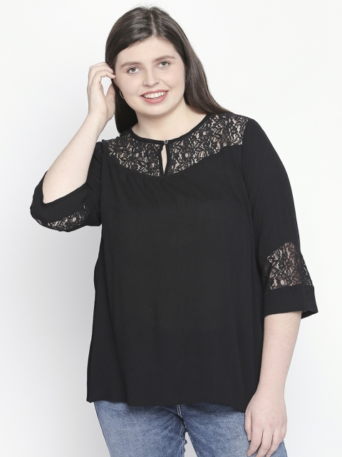 

JUNAROSE Plus Size Women Black Solid Top