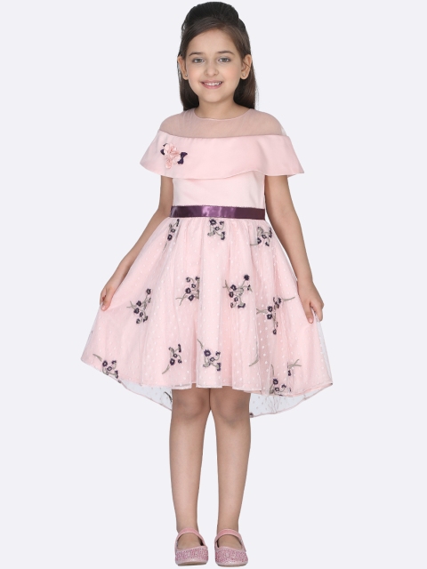

CUTECUMBER Girls Pink Printed Fit and Flare Dress