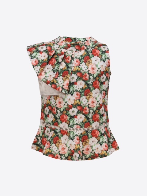 

CUTECUMBER Girls Multicoloured Printed Peplum Top, Multi