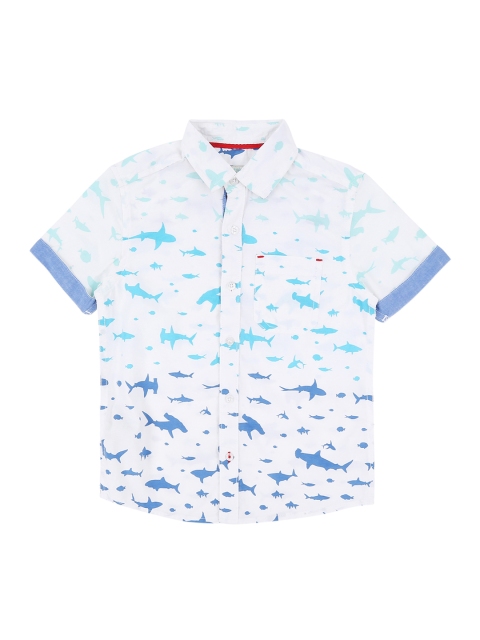 

Pantaloons Junior Boys White & Blue Regular Fit Printed Casual Shirt