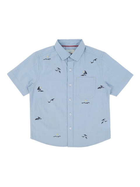 

Pantaloons Junior Boys Grey Regular Fit Printed Casual Shirt