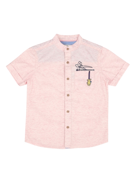 

Pantaloons Junior Boys Pink Regular Fit Printed Casual Shirt