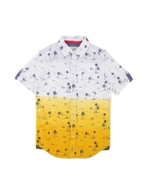 

Pantaloons Junior Boys Yellow & White Regular Fit Printed Casual Shirt