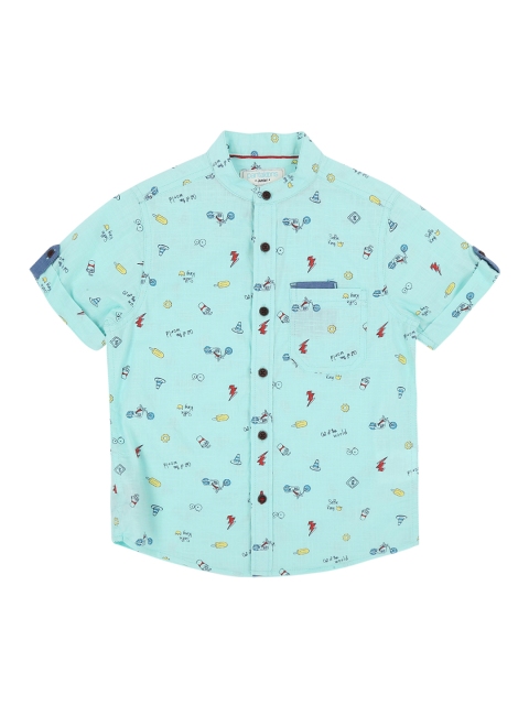 

Pantaloons Junior Boys Blue Regular Fit Printed Casual Shirt
